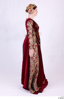  Photos Woman in Historical Dress 73 16th century a poses red decorated dress whole body 0007.jpg
